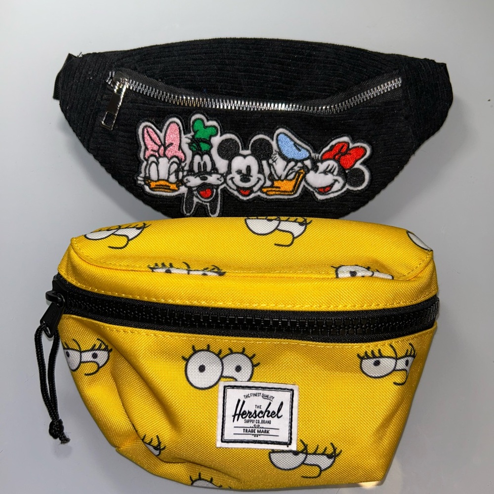 Herschel x Simpsons Yellow Waist Bag โ Black Disney Embroidered Waist Bag - NWOT - Picture 6 of 7